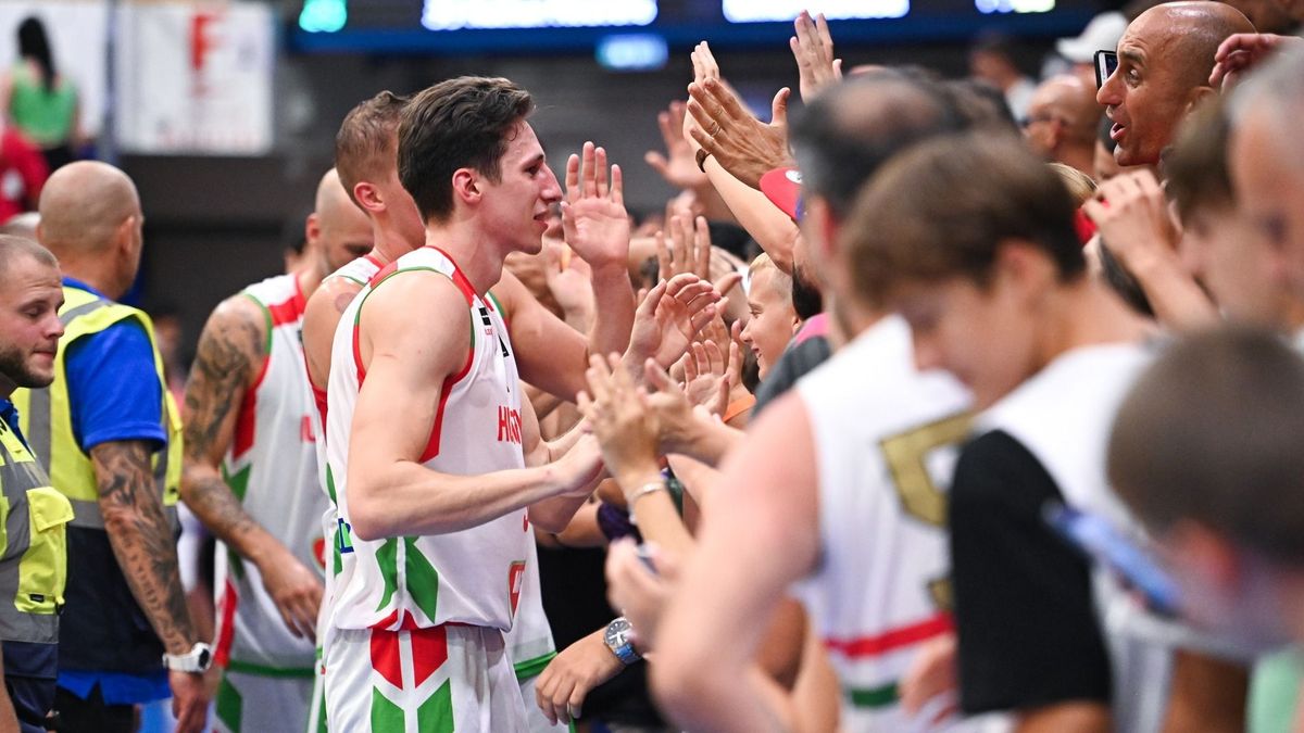 Pallai Tamás a románok elleni győzelem után boldogan pacsizott a szurkolókkal. 