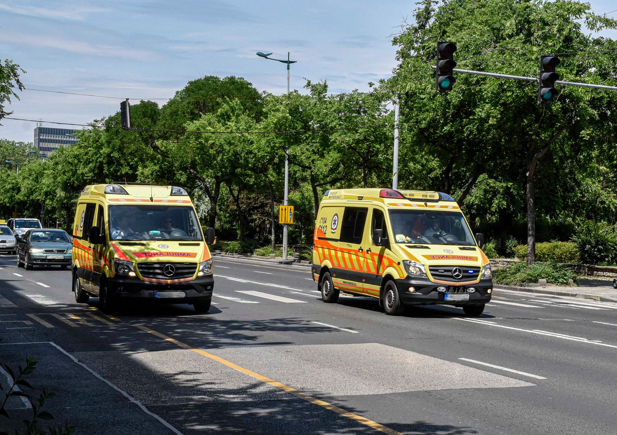 Budapest, 2022. június 6.
Az Országos Mentőszolgálat megkülönböztető jelzést használó mentőautói haladnak az Üllői úton a Semmelweiss Egyetem Klinikáinak közelében.
MTVA/Bizományosi: Róka László
***************************
Kedves Felhasználó!
Ez a fotó nem a Duna Médiaszolgáltató Zrt./MTI által készített és kiadott fényképfelvétel, így harmadik személy által támasztott bárminemű – különösen szerzői jogi, szomszédos jogi és személyiségi jogi – igényért a fotó szerzője/jogutódja közvetlenül maga áll helyt, az MTVA felelőssége e körben kizárt.