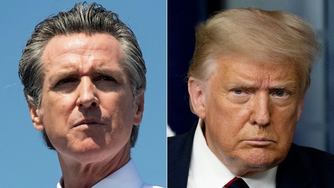 A demokrata Gavin Newsom és a republikánus Donald Trump