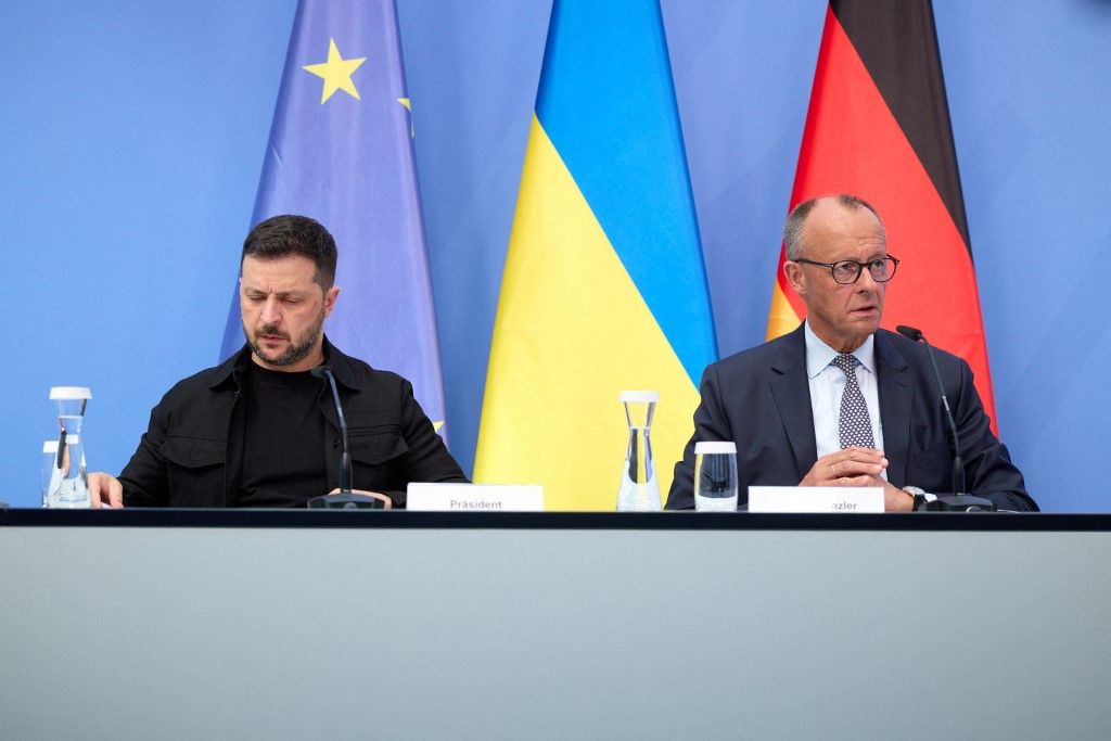 Volodimir Zelenszkij Berlinben (Fotó: AFP)