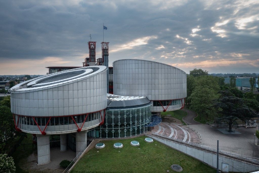 This photograph shows European Court of Human Rights building, in Strasbourg, eastern France, on May 8, 2024. (Photo by SEBASTIEN BOZON / AFP)