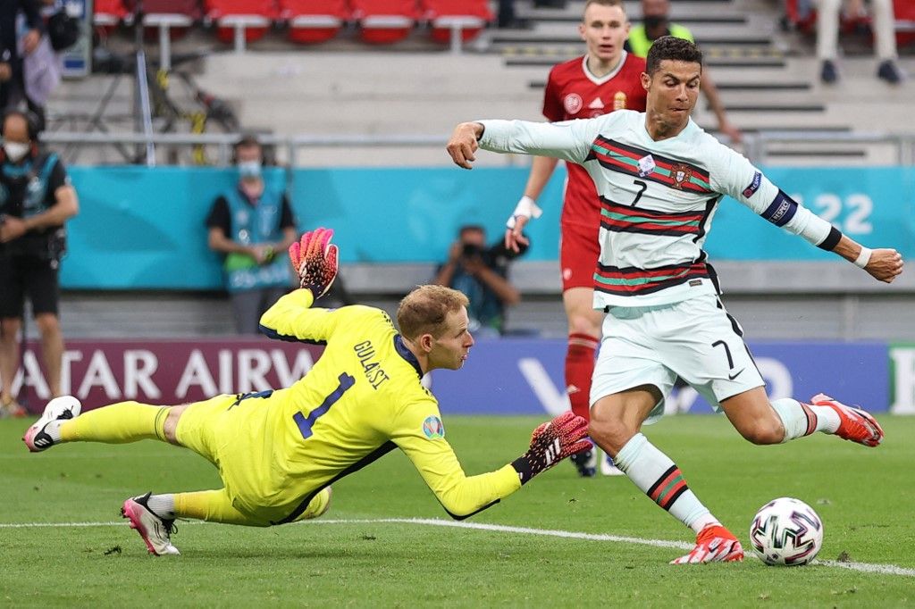 Cristiano Ronaldo 2021-ben két gólt is lőtt a magyar válogatott ellen a Puskás Arénában