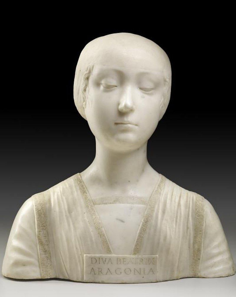 Aragóniai Beatrix márványbüsztje 1475-ből