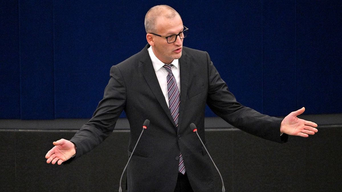 Strasbourg, 2024. október 9.
Tarr Zoltán, a Tisza Párt EP-képviselője felszólal a magyar elnökségi programról szóló vitán az Európai Parlament plenáris ülésén Strasbourgban 2024. október 9-én.
MTI/Purger Tamás