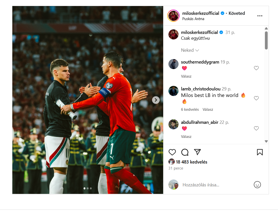 Kerkez Milos és Cristiano Ronaldo