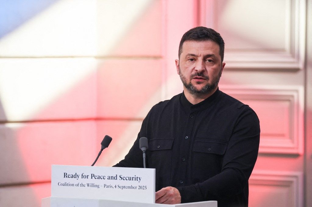 Volodimir Zelenszkij Ukrajna elnöke (Fotó: LUDOVIC MARIN / POOL)