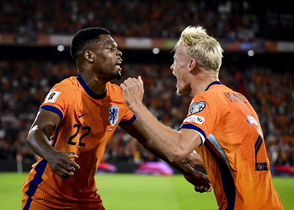 Denzel Dumfries (22) góljával szerezte meg a vezetést Hollandia