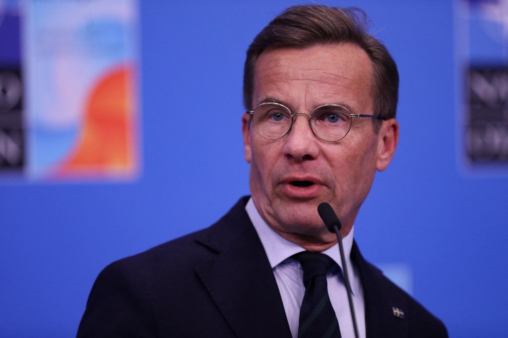 Ulf Kristersson svéd miniszterelnök támadta Orbán Viktort (Fotó: AFP)