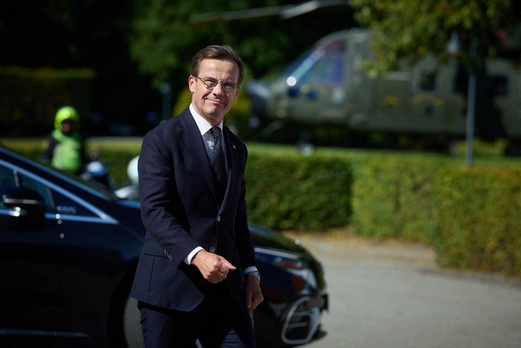 László András szerint Ulf Kristersson svéd miniszterelnök támadta Orbán Viktort  (Fotó: Anadolu via AFP)