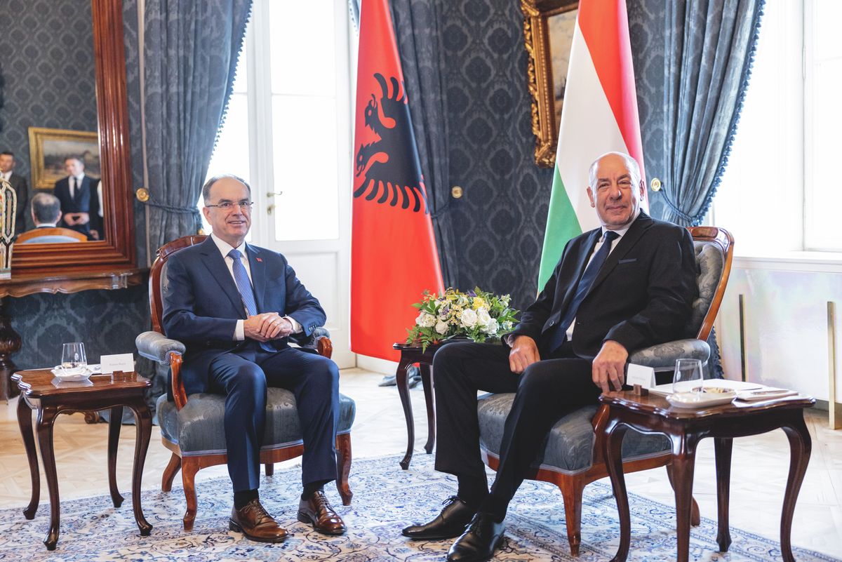 Sulyok Tamás az albán köztársasági elnökkel (Fotó: Csudai Sándor)