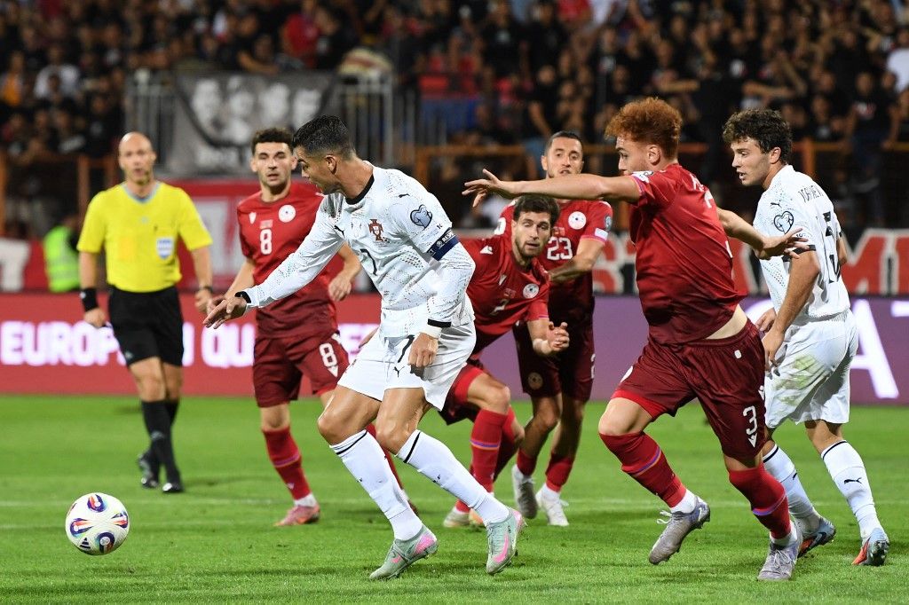 Ronaldo két góllal járult hozzá Portugália 5-0-s győzelméhez Jerevánban Fotó: AFP