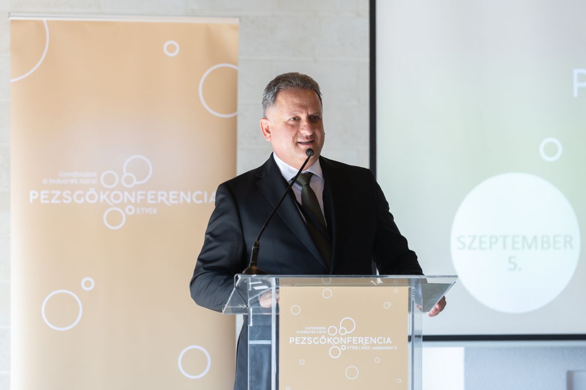 Etyek, 2025. szeptember 5.Hubai Imre, az Agrárminisztérium mezőgazdaságért felelős államtitkára beszédet mond a 7. Etyeki Pezsgőkonferencián 2025. szeptember 5-én.MTI/Kocsis Zoltán