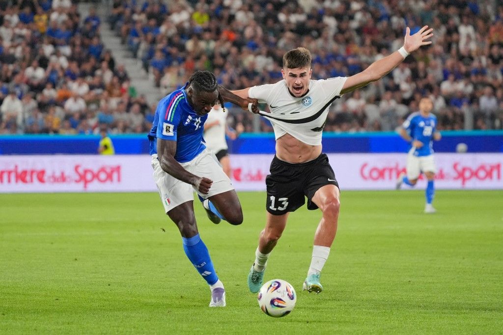 Moise Kean (balra) és az olasz válogatott megrázta magát az észtek elleni második félidőben, és nagy győzelemmel zárta Gennaro Gattuso debütáló mérkőzését