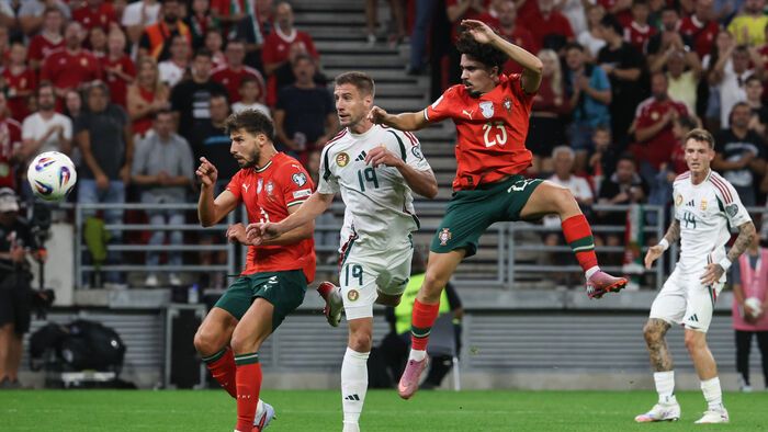 A magyar válogatott Varga Barnabás fejesével szerezte meg a vezetést Portugália ellen.