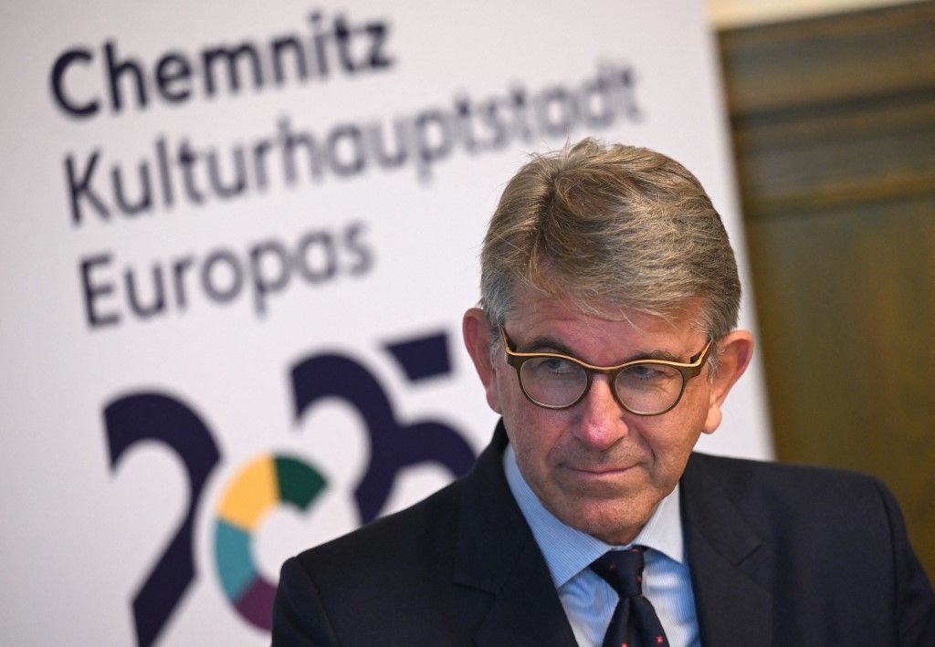 16 September 2025, Saxony, Chemnitz: Wolfram Weimer, Minister of State for Culture and the Media, during his visit to the European Capital of Culture Chemnitz. As part of his inaugural visit to the European Capital of Culture, Weimer visits the Documentation Center on the NSU complex as well as the current exhibition "Edvard Munch. Angst" at the Chemnitz Art Collections. Photo: Hendrik Schmidt/dpa (Photo by HENDRIK SCHMIDT / dpa Picture-Alliance via AFP)