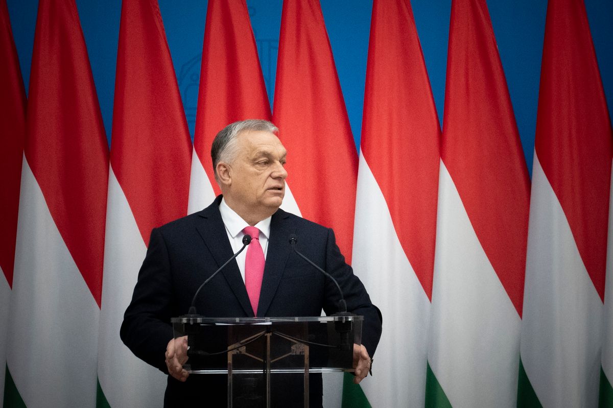 Budapest, 2025. március 24.
A Miniszterelnöki Sajtóiroda által közreadott képen Orbán Viktor miniszterelnök beszédet mond a Külgazdasági és Külügyminisztériumban tartott Misszióvezetői Értekezleten 2025. március 24-én.
MTI/Miniszterelnöki Sajtóiroda/Benko Vivien Cher