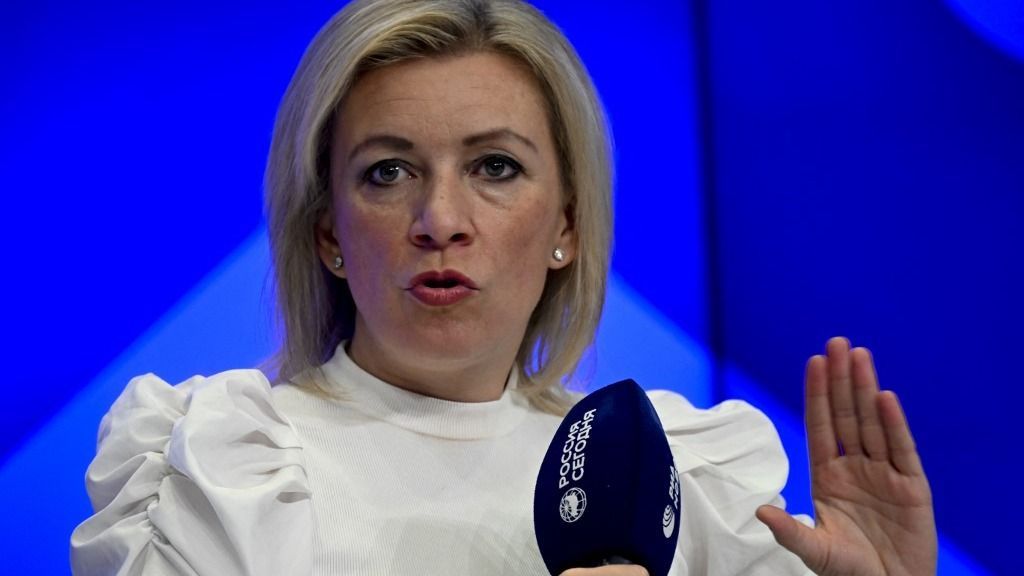 MOSCOW, RUSSIA - NOVEMBER 01: Russian Foreign Ministry Spokesperson Maria Zaharova delivers a speech as she attends the Media Forum of the Commonwealth of Independent States (CIS) Countries in Moscow, Russia on November 01, 2023. Sefa Karacan / Anadolu (Photo by SEFA KARACAN / Anadolu via AFP)