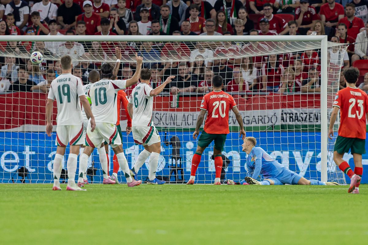 Joao Cancelo of Portugal shoots the third goal during the FIFA 2026 World Cup Qualifiers match at Puskas Arena in Budapest, Hungary, on September 9, 2025. (Photo by Robert Szaniszlo/NurPhoto) (Photo by Robert Szaniszlo / NurPhoto via AFP)