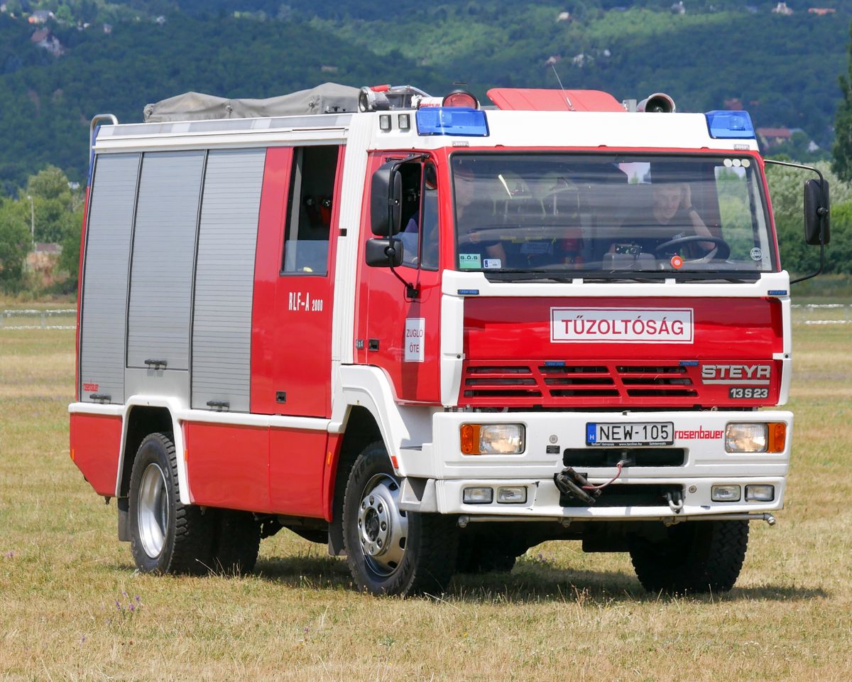 steyr 13 s 23 hungarian fire truck works at budaörs airport on 21st june 2025