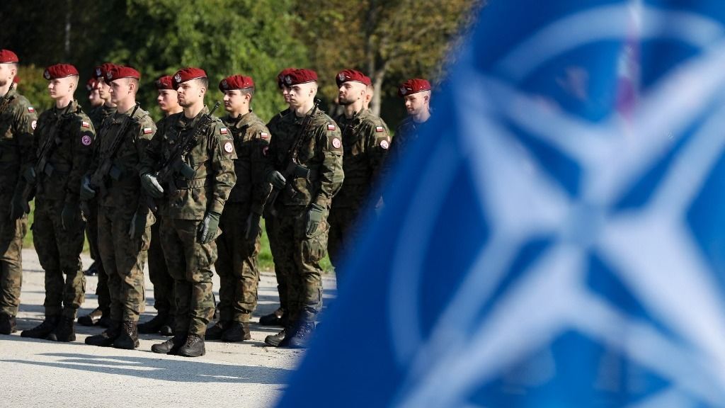 In Krakow, Poland, on October 3, 2025, soldiers participate in the official celebrations of the 6th Airborne Brigade Day at the Polish Aviation Museum. On the occasion of the 6th Airborne Brigade Day, named after Brigadier General Stanislaw Sosabowski, a ceremonial assembly takes place at the Polish Aviation Museum. During the event, decorations are awarded, followed by a parade featuring a parachute jump demonstration. The celebration also includes stands prepared by various uniformed services for participants. (Photo by Klaudia Radecka/NurPhoto) (Photo by Klaudia Radecka / NurPhoto via AFP)