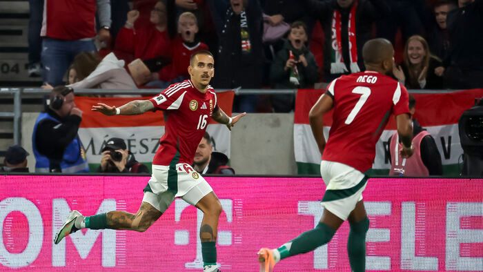 Magyarország - Örményország VB selejtező a Puskás Arénában, magyar válogatott mérkőzés, Lukács Dániel gól, gólöröm