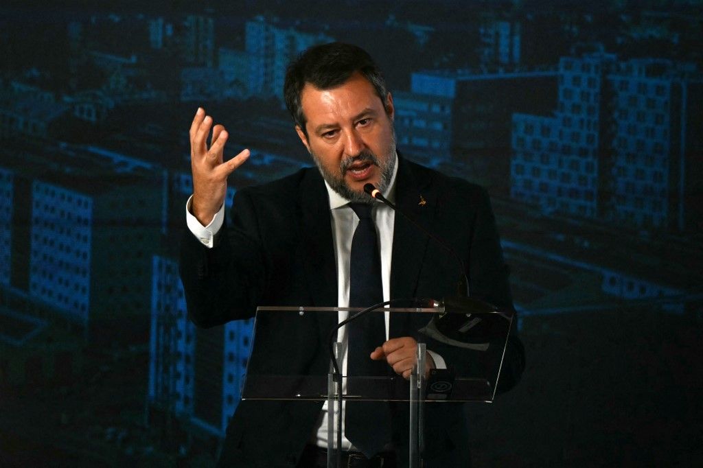 Matteo Salvini (Fotó: STEFANO RELLANDINI / AFP)