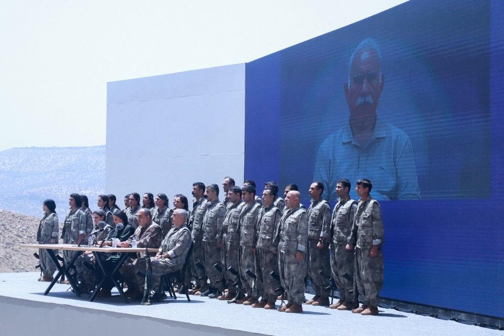 A kurd militáns PKK 2025. október 26-án a Firat hírügynökség által közzétett nyilatkozatában bejelentette, hogy a fegyvereket leteszi és erőit kivonja Törökországból Észak-Irakba. (Fotó: Shwan MOHAMMED / AFP) Fotó: SHWAN MOHAMMED / AFP