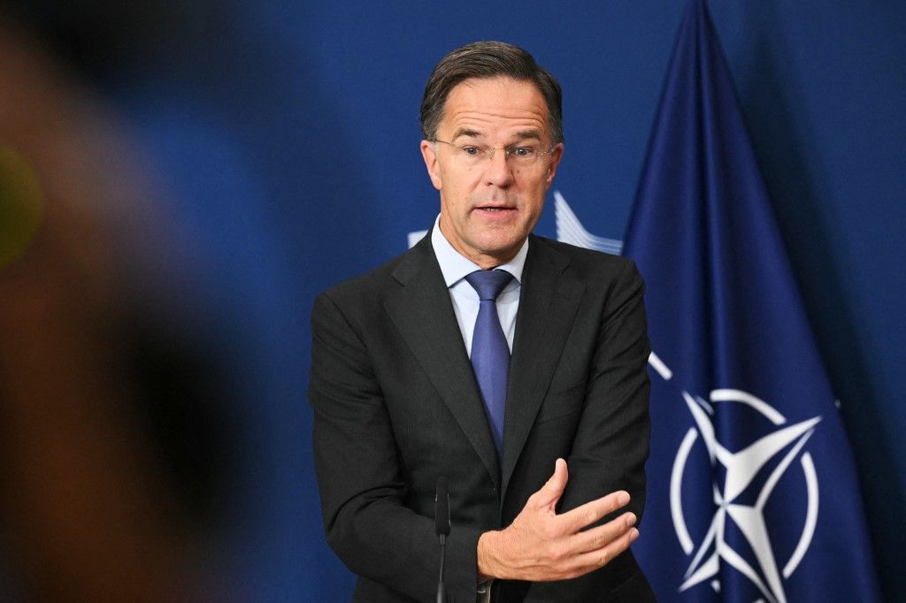 A NATO főitkára, Mark Rutte felemelte a hangját az észt miniszterelnökre (Fotó: NICOLAS TUCAT / AFP)