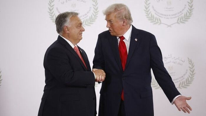 Donald Trump Egyiptomban külön méltatta a magyar miniszterelnököt (Fotó: AFP)