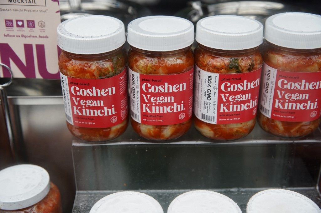 NEW YORK, NEW YORK - OCTOBER 14: A view of Goshen Kimchi during the Food Network New York City Wine & Food Festival presented by Capital One - Grand Tasting featuring Culinary Demonstrations at Pier 76 on October 14, 2023 in New York City.   Rob Kim/Getty Images for NYCWFF/AFP (Photo by ROB KIM / GETTY IMAGES NORTH AMERICA / Getty Images via AFP)