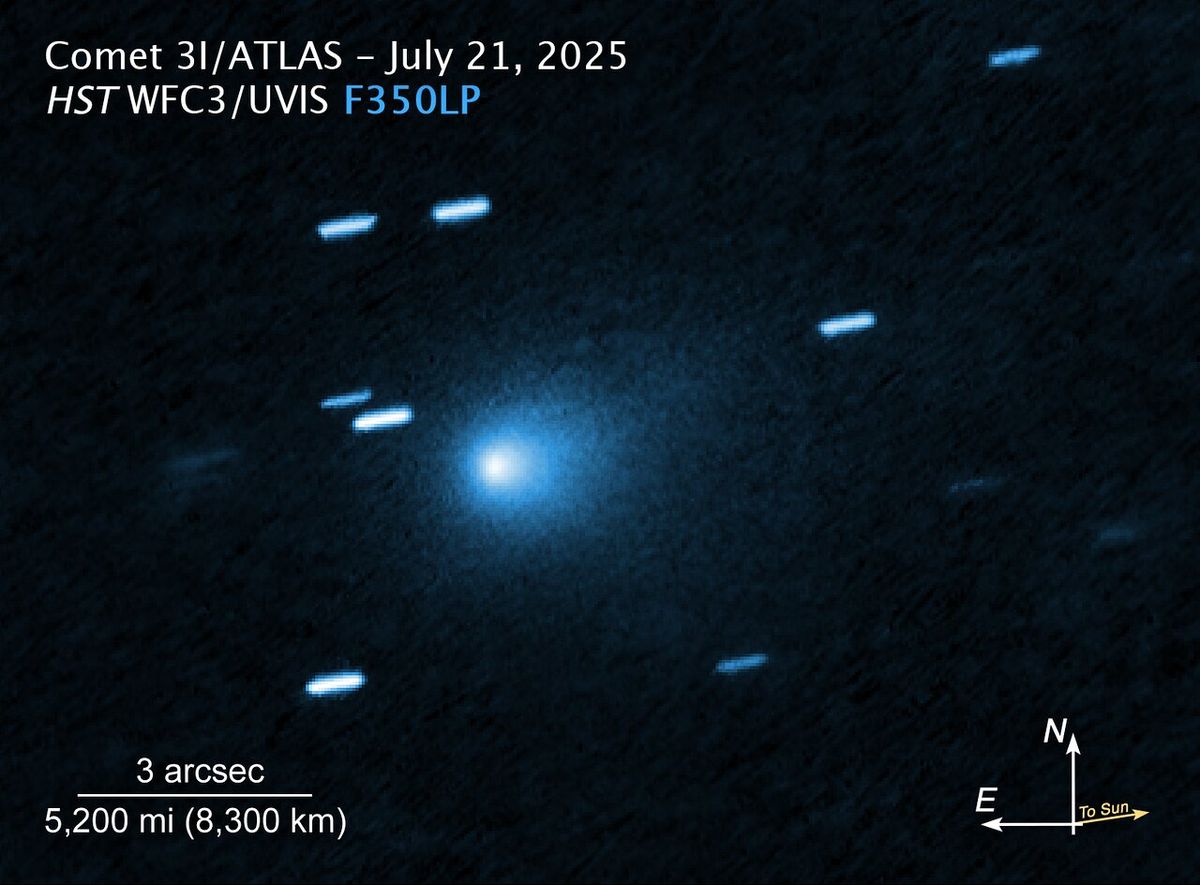 A 31/ATLAS csillagközi objektumról a Hubble űrtávcsővel nem sokkal a felfedezése után készített felvétel