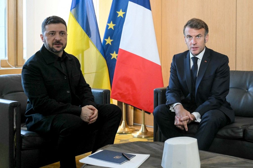 Emmanuel Macron és Volodimir Zelenszkij Fotó: NICOLAS TUCAT / POOL
