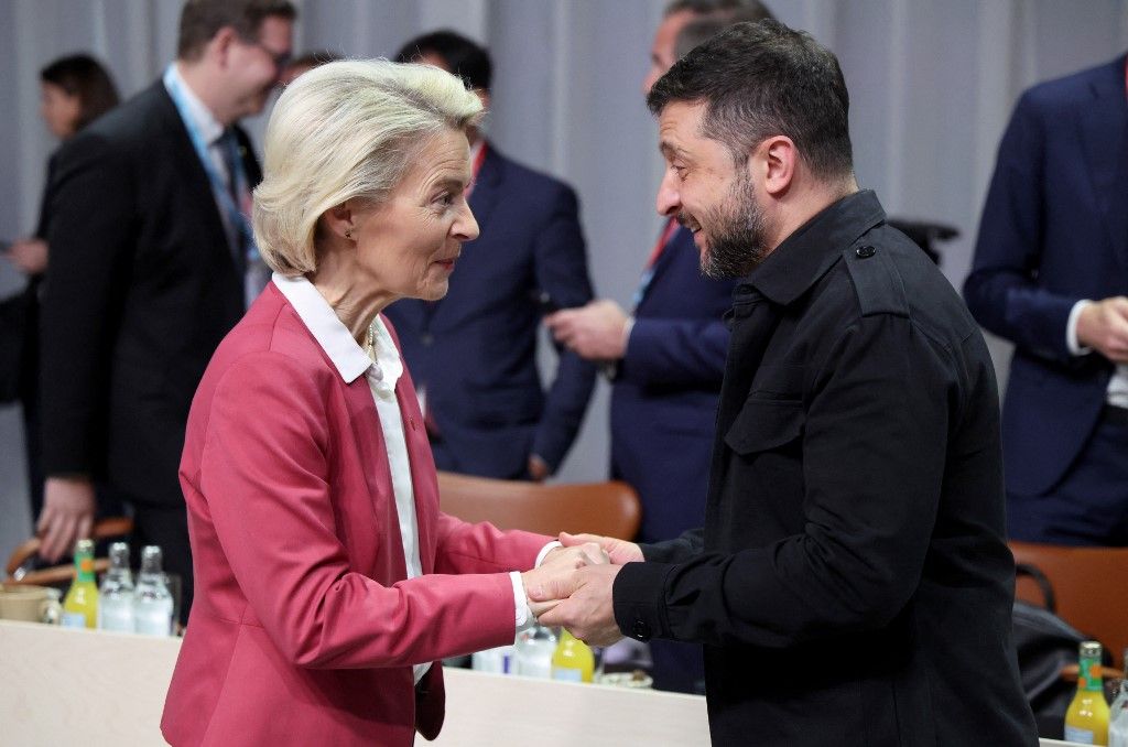 Az ukrán elnök szép szavakat és elavult fegyvereket kap (Fotó: AFP)