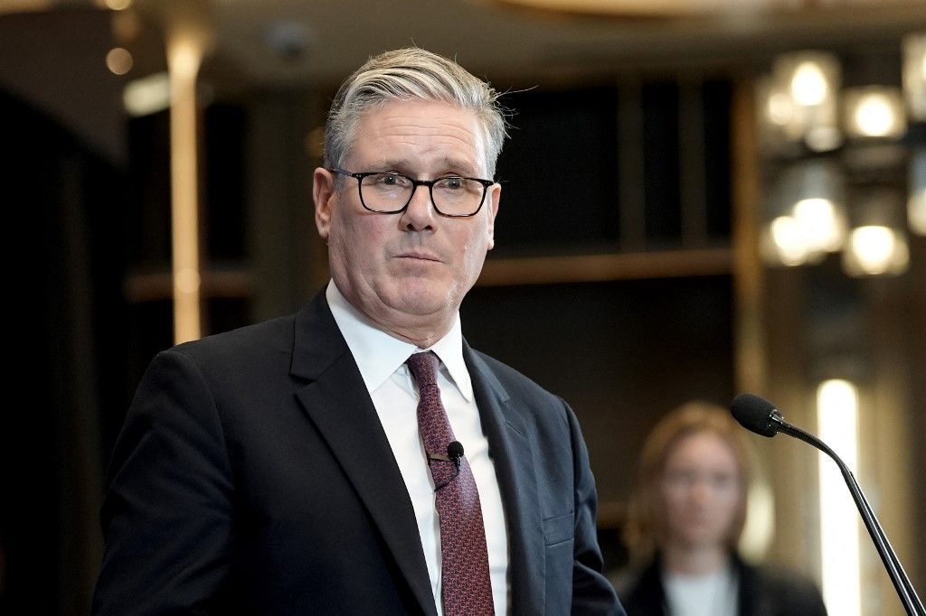 Britain's Prime Minister Keir Starmer speaks at a press conference in the British Deputy High Commission in Mumbai on October 9, 2025. Modi on October 9 told his British counterpart Keir Starmer that relations had made "significant progress", as they pledged to unlock "unparalleled" economic opportunities. (Photo by Stefan Rousseau / POOL / AFP)