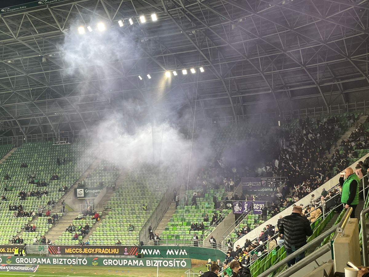 Vendégszurkolók a Groupama Arénában az FTC és a Békéscsaba Magyar Kupa-találkozója előtt