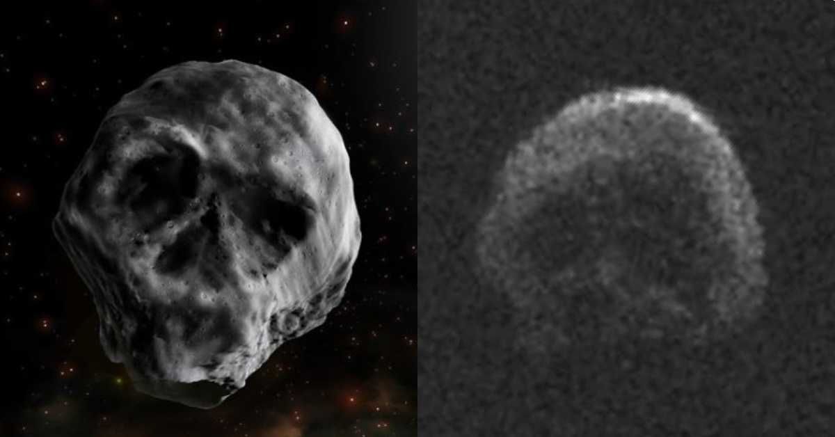 A Halloween-kisbolygó képinzertjén a jobb oldali kockában a nyers radarkép, a baloldaliban pedig a számítógépesen feljavított verzió látható