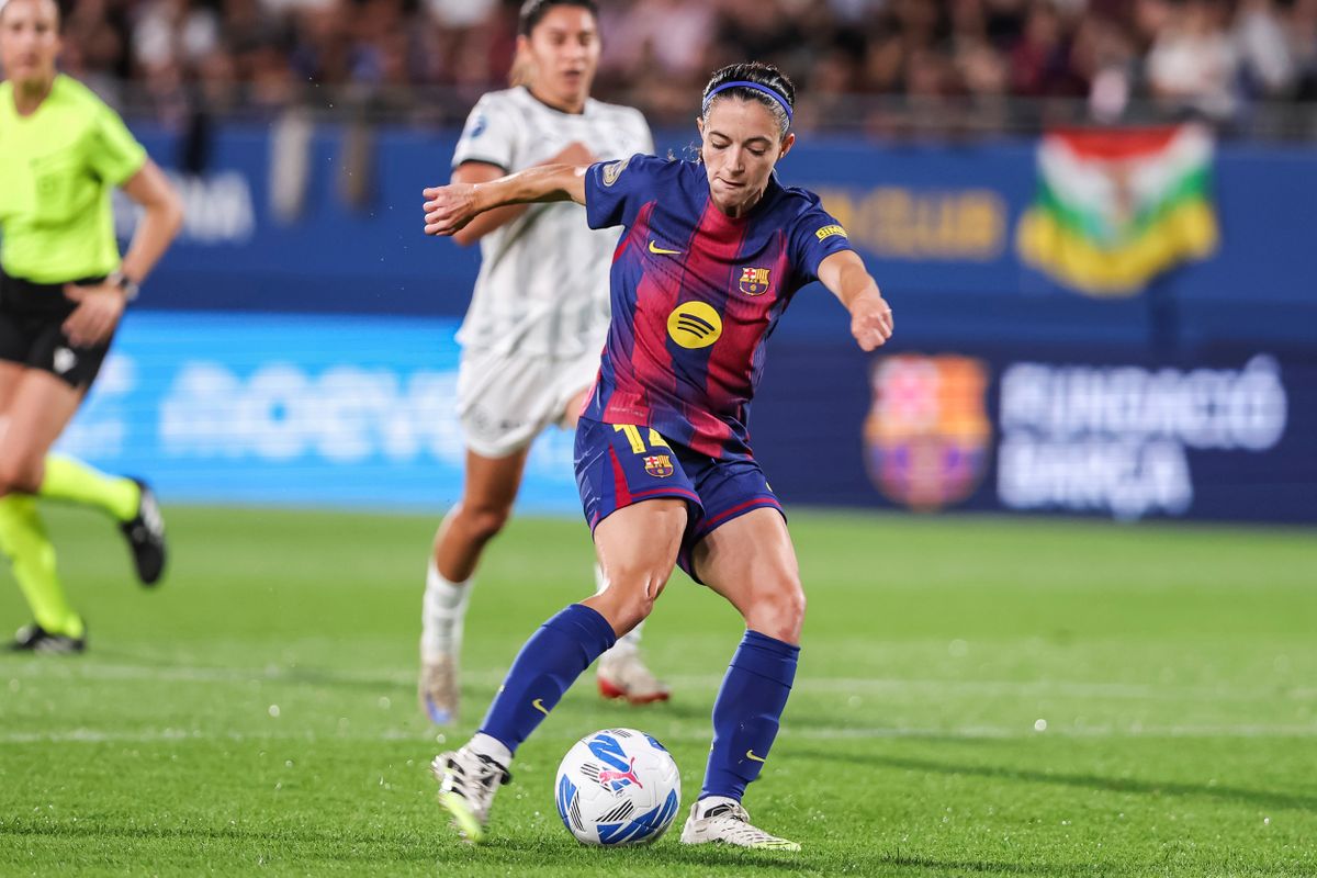 September 12, 2025, Sant Joan Despi, Barcelona, Spain: Aitana Bonmati of FC Barcelona shoots during the Spanish Women league, Liga F, football match played between FC Barcelona and DUX Logrono at Johan Cruyff Stadium on September 12, 2025 in Sant Joan Despi, Barcelona. (Credit Image: © Javier Borrego/AFP7 via ZUMA Press Wire)