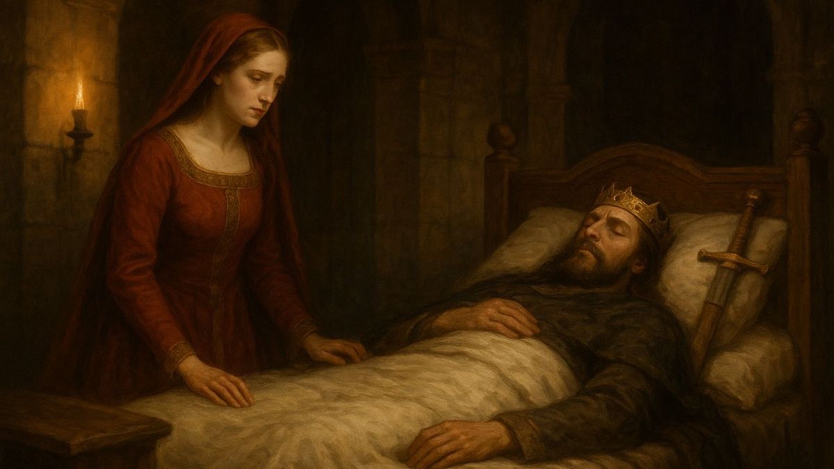 A tragédia előtti pillanat: Rosamunda az alvó király ágyánál.