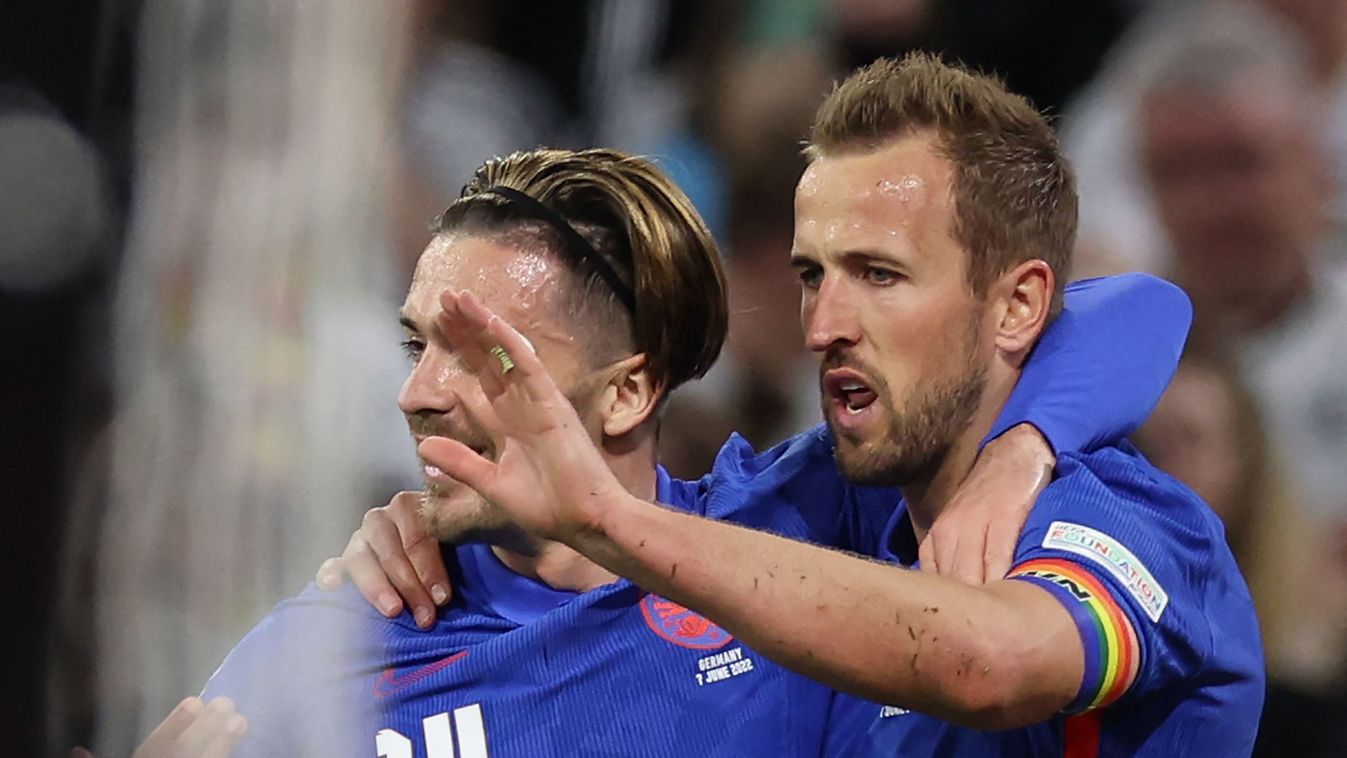 Jack Grealish
07 June 2022, Bavaria, Munich: Soccer: Nations League A, Germany - England, Group Stage, Group 3, Matchday 2 at Allianz Arena, England's Harry Kane (r) celebrates the 1:1 with England's Jack Grealish. Photo: Christian Charisius/dpa (Photo by