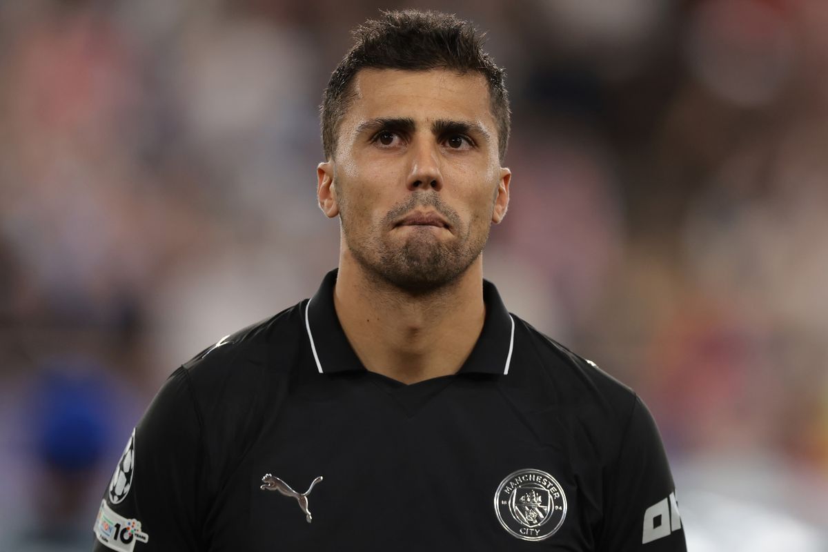 October 1, 2025, Monaco: Monaco, Monaco, 1st October 2025. Rodri of Manchester City reacts as he looks on during the line up prior to kick off in the AS Monaco vs Manchester City UEFA Champions League match at Stade Louis II, Monaco. (Credit Image: © Jonathan Moscrop/Sportimage/Cal Sport Media)