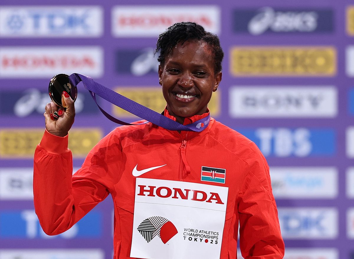 (250917) -- TOKYO, Sept. 17, 2025 (Xinhua) -- Gold medalist Faith Kipyegon of Kenya poses during the women's 1500m awarding ceremony at the 2025 World Athletics Championships in Tokyo, Japan, Sept. 17, 2025. (Xinhua/Jia Haocheng)
Xinhua News Agency / eyevine
Contact eyevine for more information about using this image:
T: +44 (0) 20 8709 8709
E: info@eyevine.com
http://www.eyevine.com