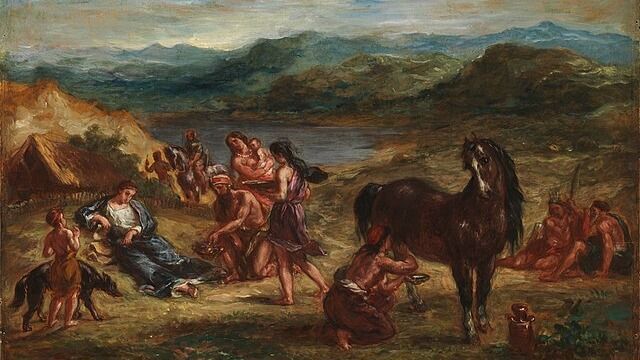 Ovidius a szkíták között. Eugene Delacroix festménye. forrás: Wikimedia Commons.