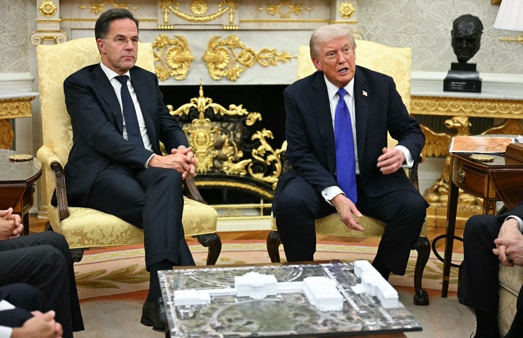 Donald Trump és Mark Rutte Fotó: JIM WATSON / AFP