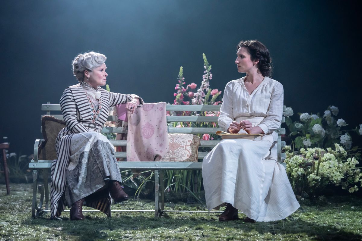 Mrs. Warren’s Profession , at the Garrick Theatre, London, Director: Dominic Cooke
Designer: Chloe Lamford
Imelda Staunton as Mrs. Kitty Warren
Bessie Carter as Vivie Warren
Credit: Johan Persson/