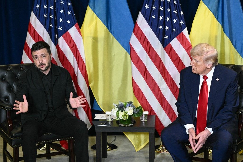 Trump találkozik Washingtonban Volodimir Zelenszkij ukrán elnökkel (Fotó: BRENDAN SMIALOWSKI / AFP)