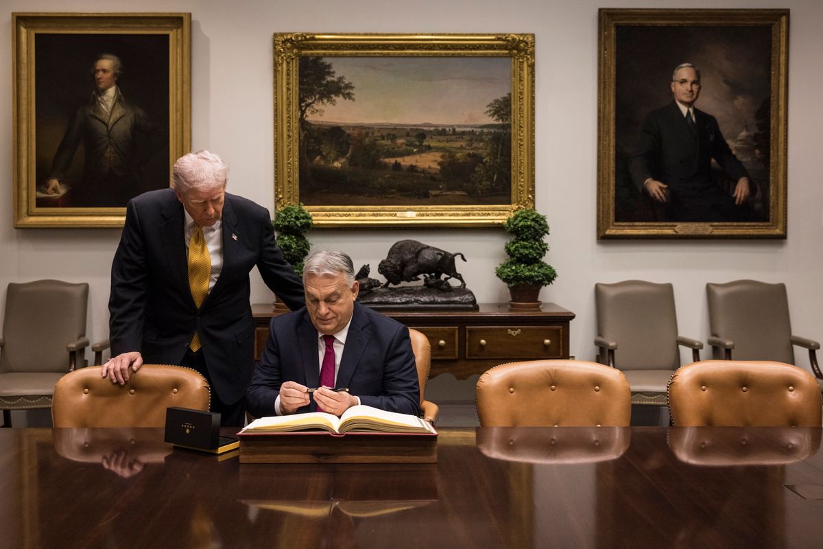 Donald Trump amerikai elnök és Orbán Viktor miniszterelnök (Fotó: Miniszterelnöki Kommunikációs Főosztály/Kaiser Ákos / MTI)