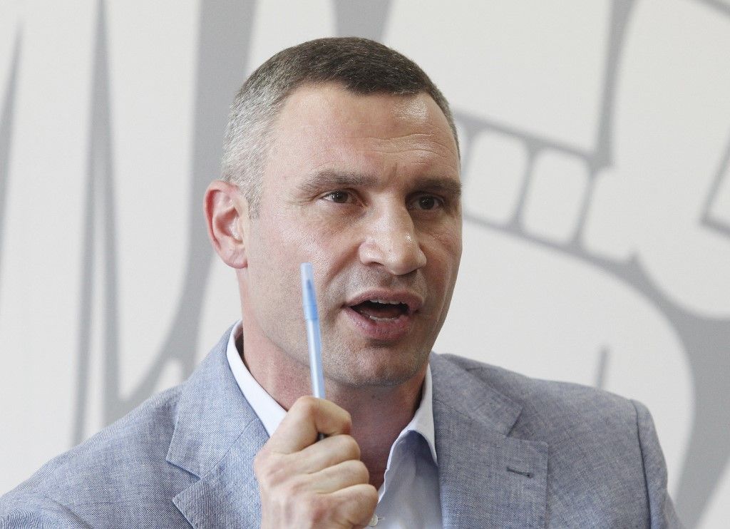 Kiev's Mayor and former heavyweight boxing champion Vitali Klitschko speaks during his a press conference in Kiev, Ukraine, on 26 July, 2019. 'On 24 July 2019 Head of Volodymyr Zelensky Presidential Administration Andriy Bohdan sent a letter to the government asking Minister of the Cabinet of Ministers Oleksandr Sayenko to submit a motion for Klitschko's dismissal as head of Kyiv City State Administration, as Ukrinform Infrom agency reported. Earlier, at a meeting with Zelensky, Klitschko was informed about the separation of powers in the management of the Ukrainian capital. At the same time, according to Klitschko, separating the powers of the Kyiv mayor and the head of Kyiv City State Administration is depriving the capital of local self-government. The Constitutional Court ruled in December 2003 that "Kyiv City State Administration should be headed only by a person elected as Kyiv's mayor', Ukrinform Infrom agency reported. (Photo by STR/NurPhoto) (Photo by NurPhoto via AFP)