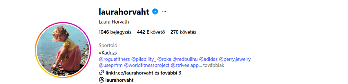 Horváth Laura 442 ezer követővel rendelkezik az Instagramon