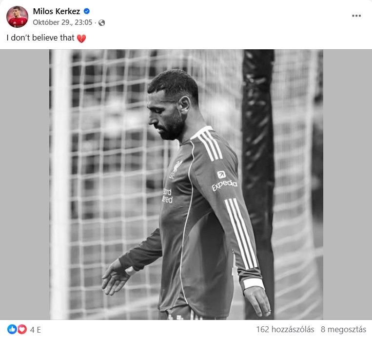 Kerkez Milos kamu közösségi oldalának bejegyzése