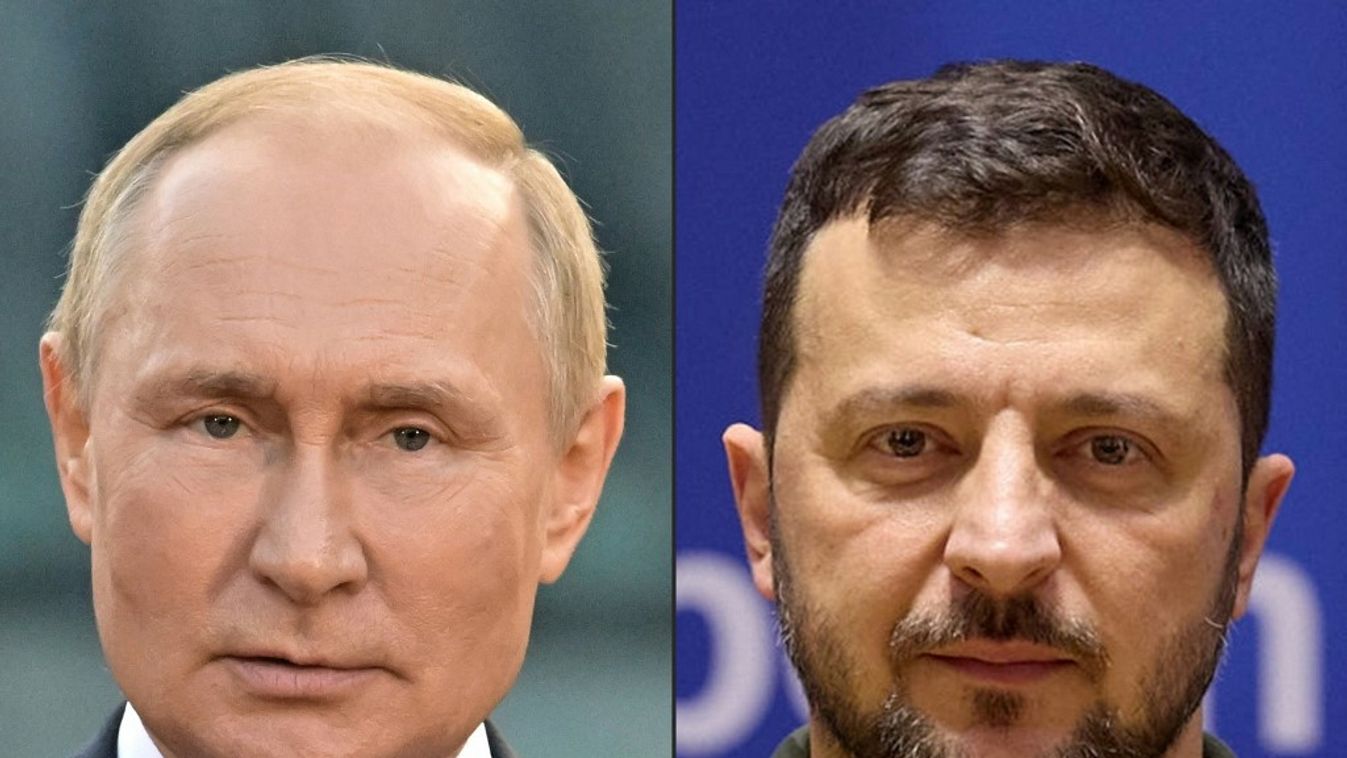 Vlagyimir Putyin orosz és Volodimir Zelenszkij ukrán elnök (Fotó: AFP)